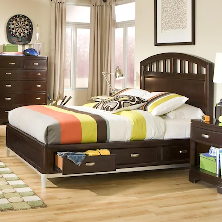 Twin Platform Storage Bed with Slatted Headboard